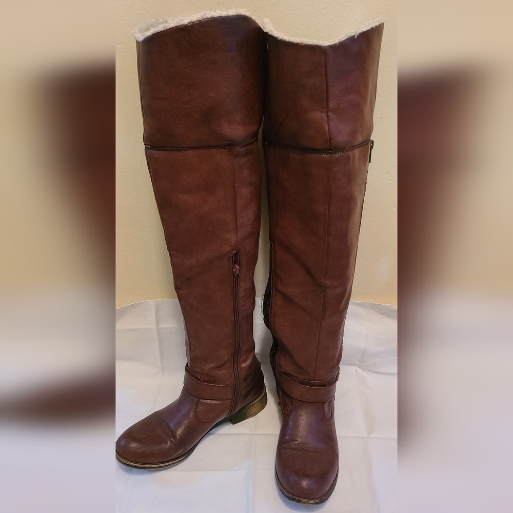Brown Over the Knee Boots with inner Faux Sherling